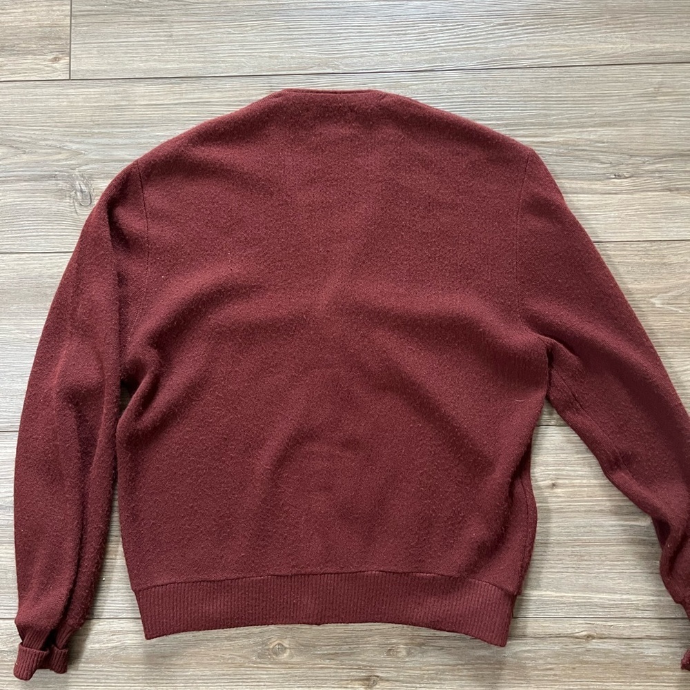 Vintage Arnold Palmer Robert Bruce Burgundy Wool Mens Cardigan Large - Picture 5 of 5